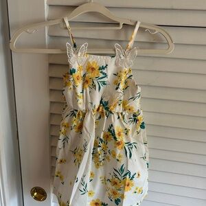 New Floral Yellow and White Kids Dress